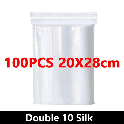 100PCS Thicken Ziplock Sealed Bags – Clear PA+PE Plastic Storage for Jewelry, Food & Packing