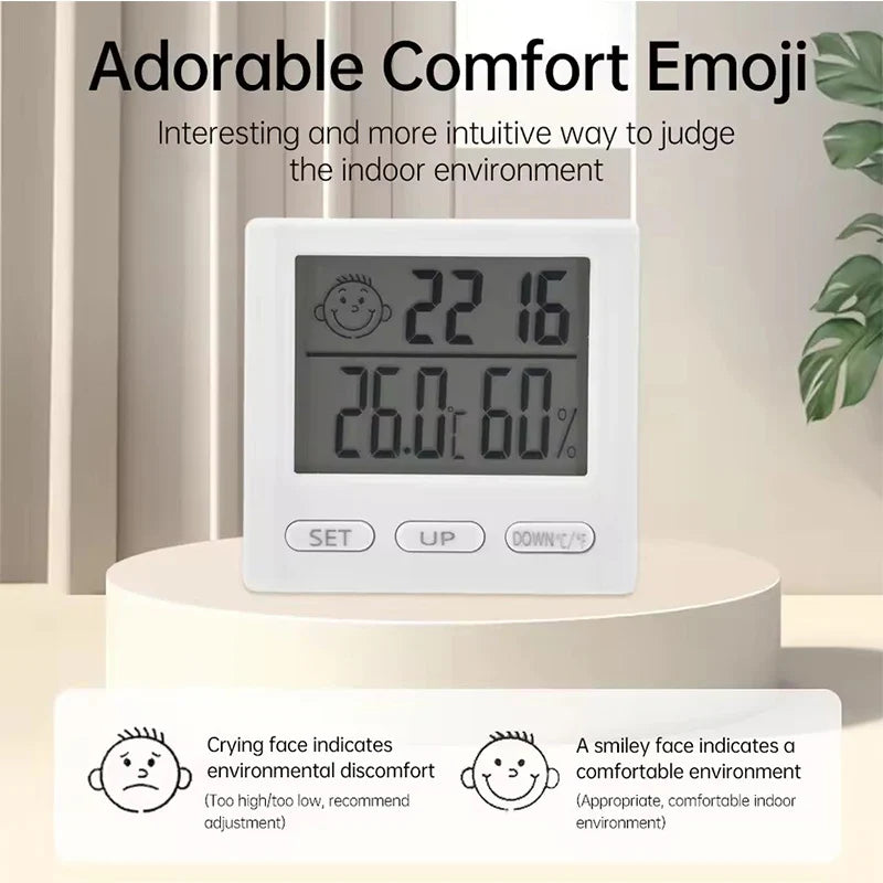 Electronic Clock Temperature Humidity Meter Weather Station for Home With Alarm LED Thermometer Thermo-Hygrometer Multifunction