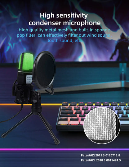 Professional USB Condenser Microphone Kit – Gaming & Podcast Mic for PC/Laptop, Wired Studio Recording Mic for Streaming, Karaoke & Voice Overs.