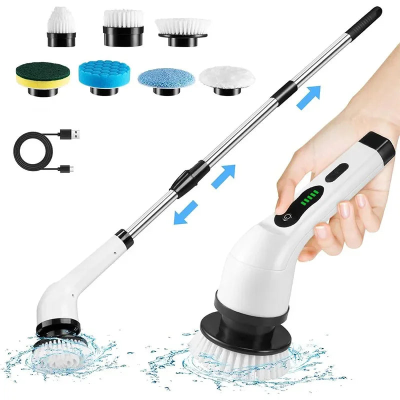 Electric Bathroom Cleaning Brush 9-in-1 Wireless Household Rotation Cleaning Brush for Bathroom Kitchen Toilet Cleaning Scrubber