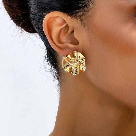 Elara Jewelry™ Crumpled Petal Stud Earrings