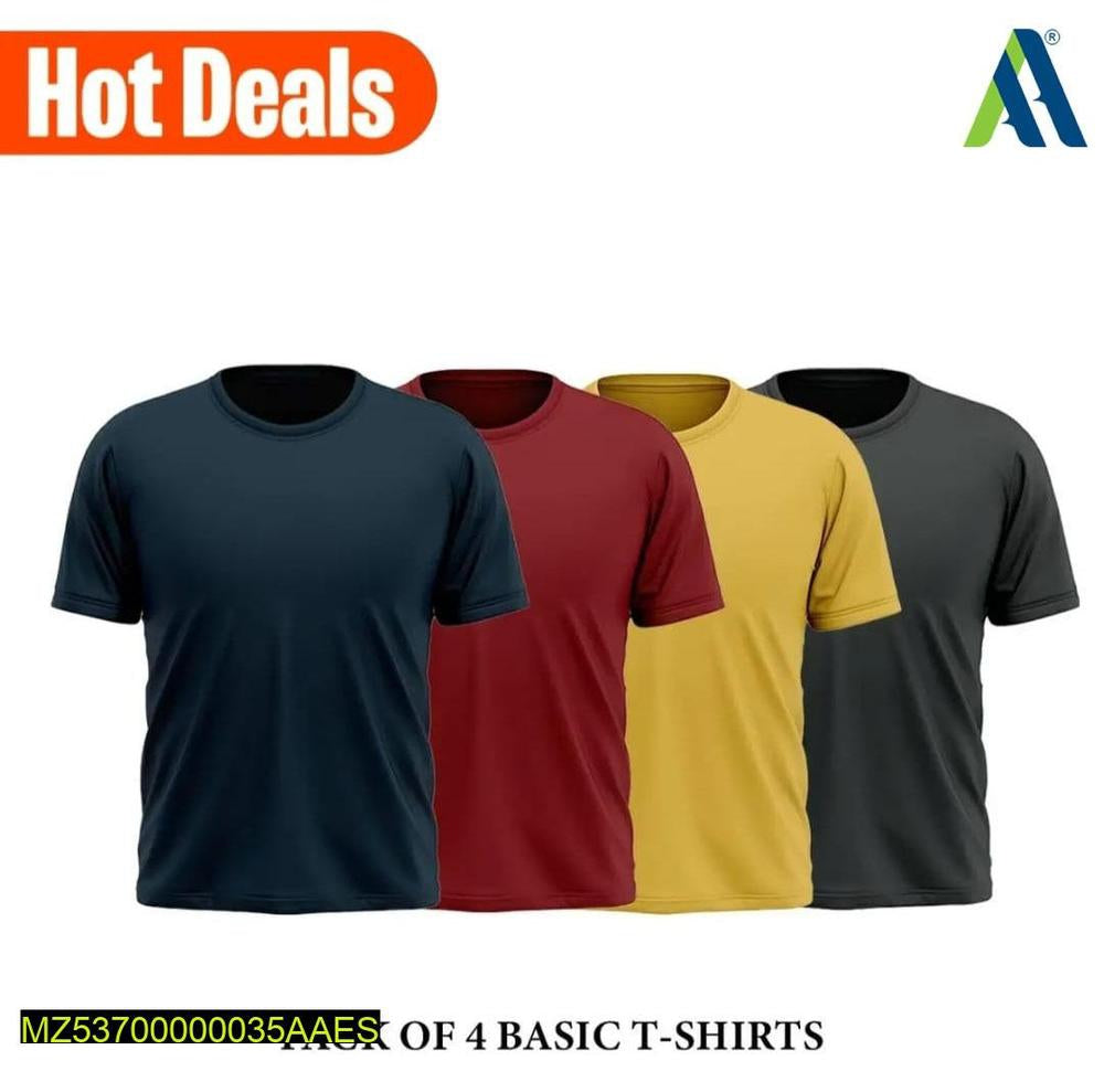 Men's Stitched Jersey Plain T-Shirt, Pack of 4