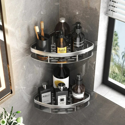 Bathroom Shelf Kitchen Storage Organizer Aluminum Alloy Shampoo Rack Shower Shelf Bathroom Accessories No Drill Shelf
