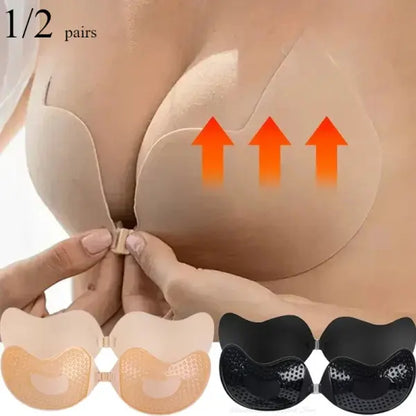 Invisible Push Up Adhesive Bra Silicone Seamless Front Closure Support